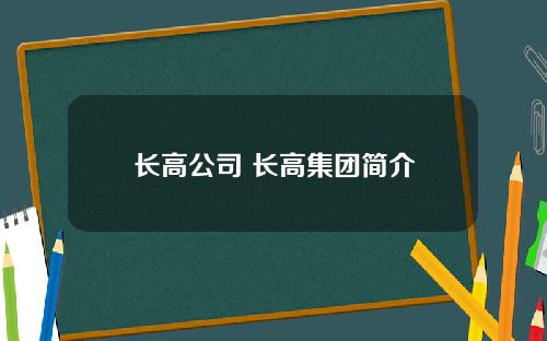长高公司 长高集团简介