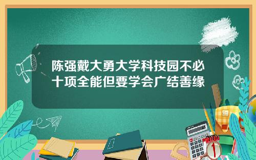 陈强戴大勇大学科技园不必十项全能但要学会广结善缘