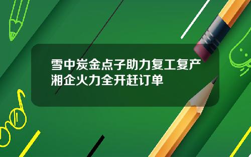 雪中炭金点子助力复工复产湘企火力全开赶订单