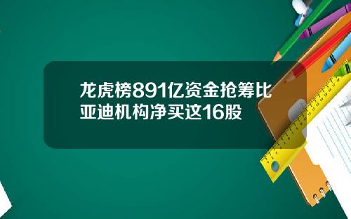 龙虎榜891亿资金抢筹比亚迪机构净买这16股