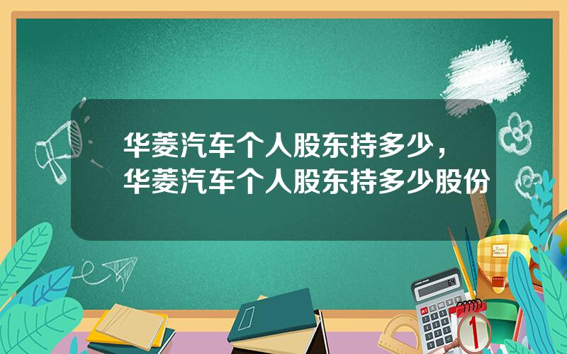 华菱汽车个人股东持多少，华菱汽车个人股东持多少股份