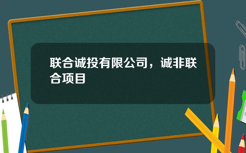 联合诚投有限公司，诚非联合项目