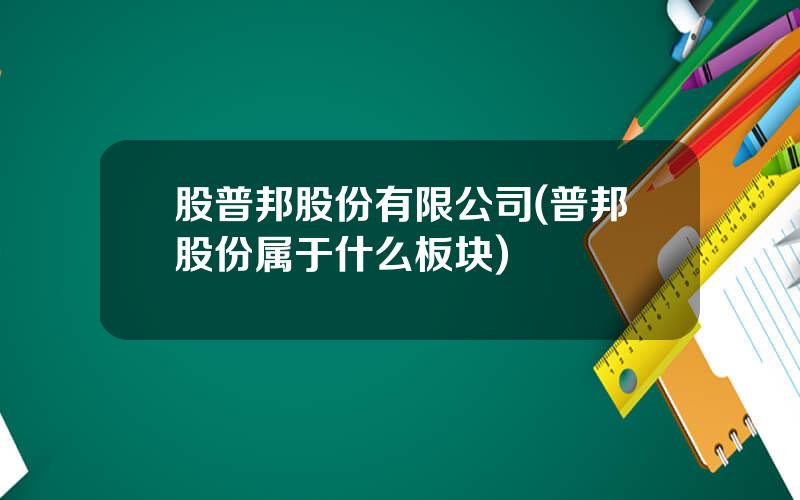 股普邦股份有限公司(普邦股份属于什么板块)