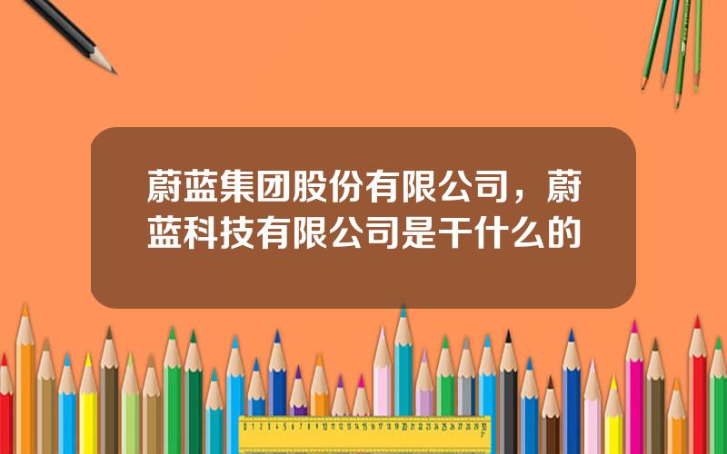 蔚蓝集团股份有限公司，蔚蓝科技有限公司是干什么的