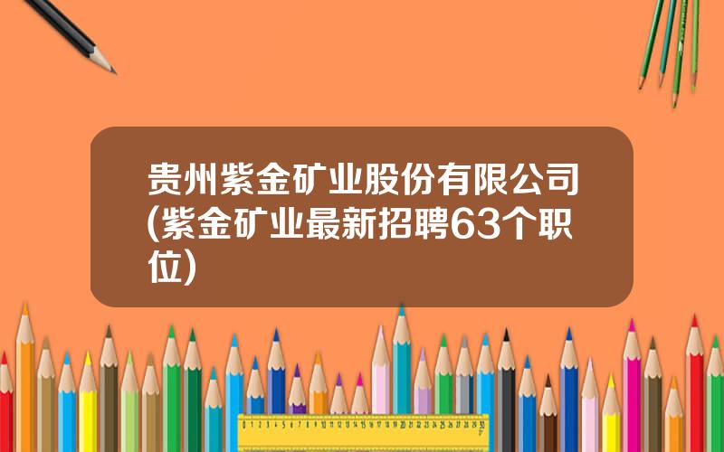贵州紫金矿业股份有限公司(紫金矿业最新招聘63个职位)