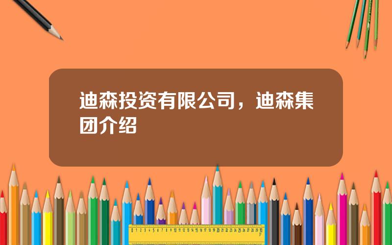 迪森投资有限公司，迪森集团介绍